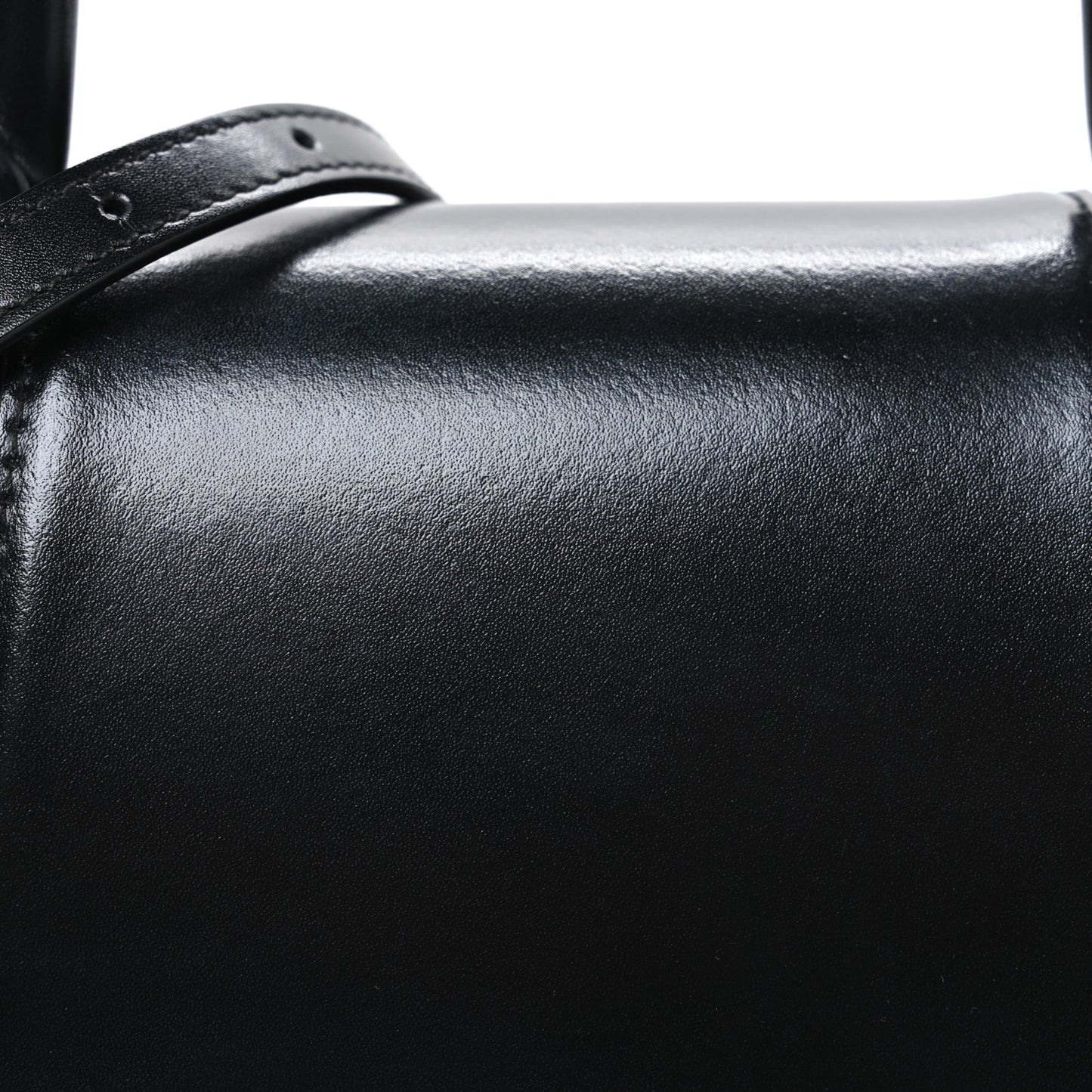 Shiny Box Calfskin Small Hourglass Top Handle Bag Black