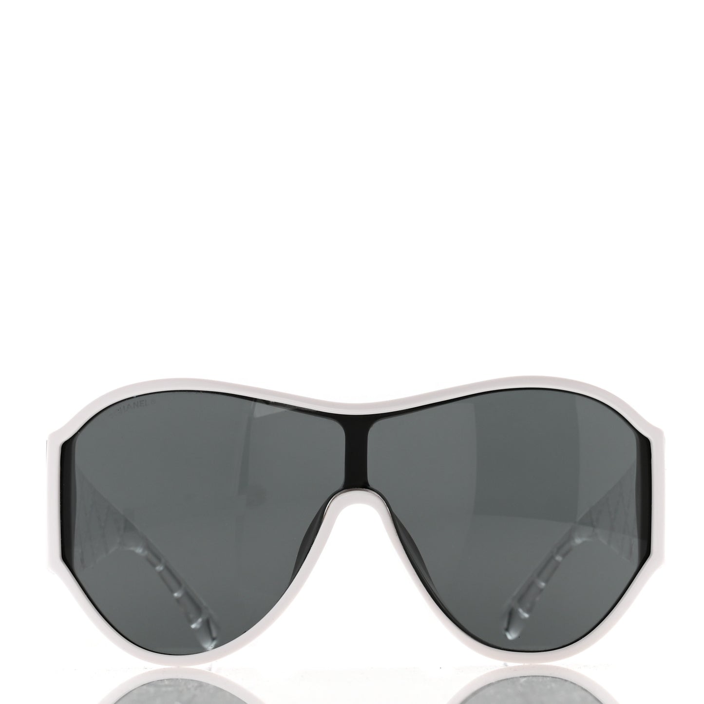 Acetate Quilted Shield Sunglasses 5426 White