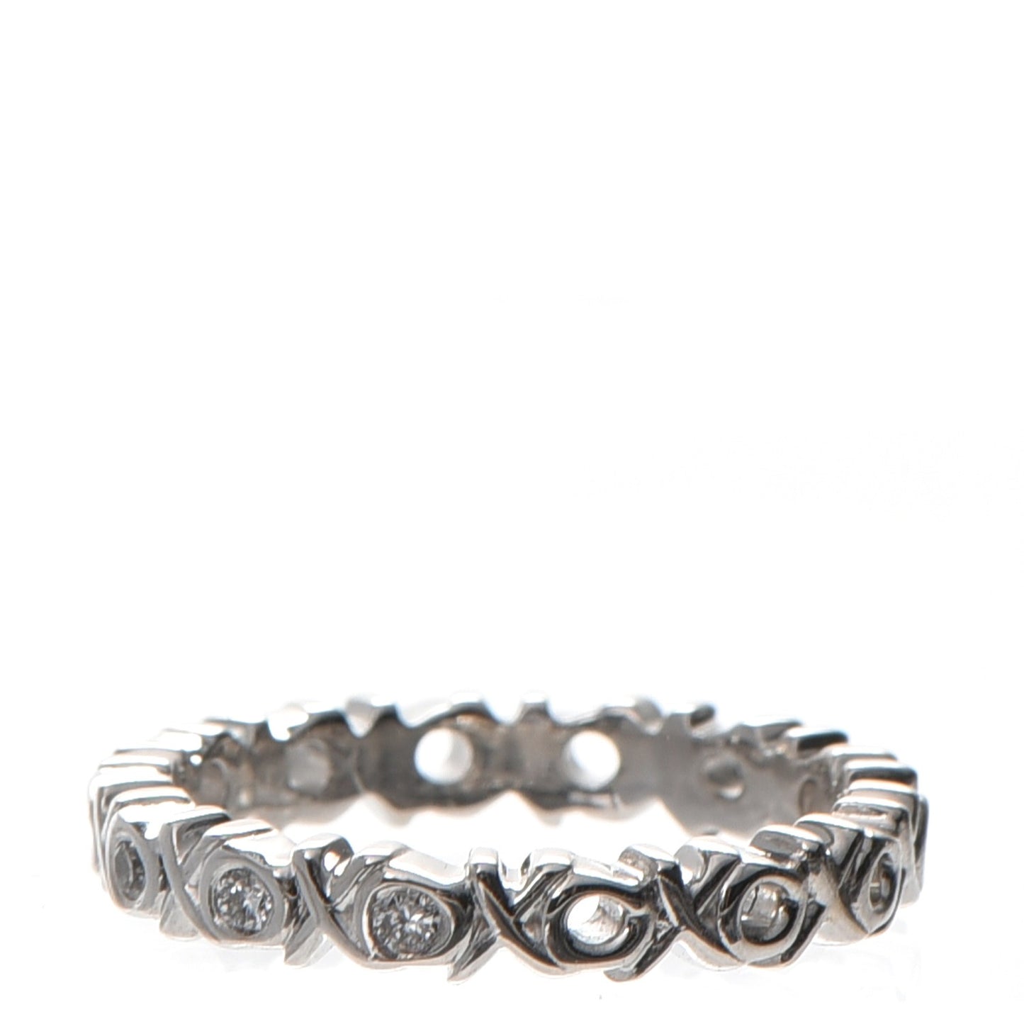 18K White Gold Diamond Love and Kisses Band Ring 48 4.5
