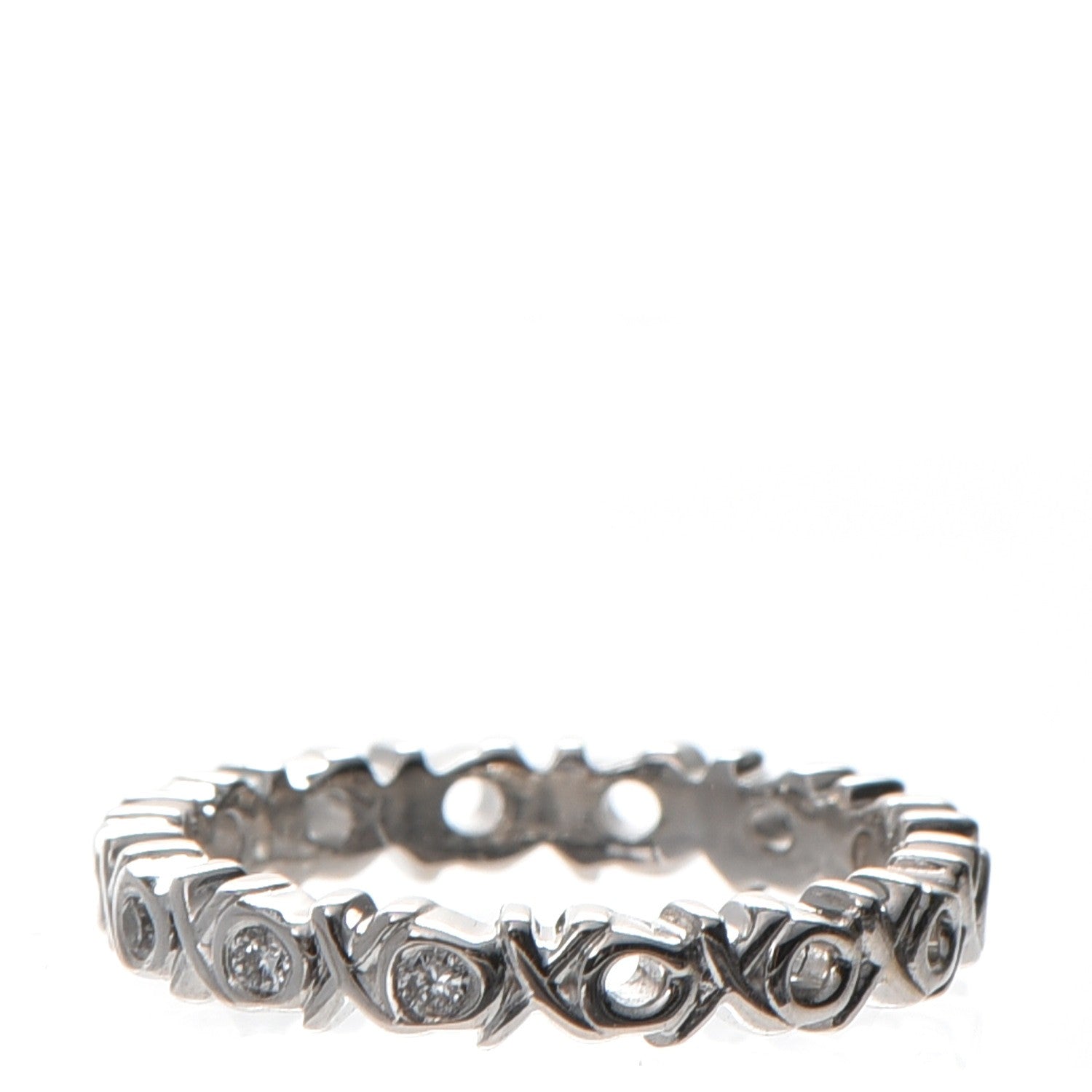 Tiffany 18K White Gold Diamond Love and Kisses Band Ring 48 4.5 1 of 6