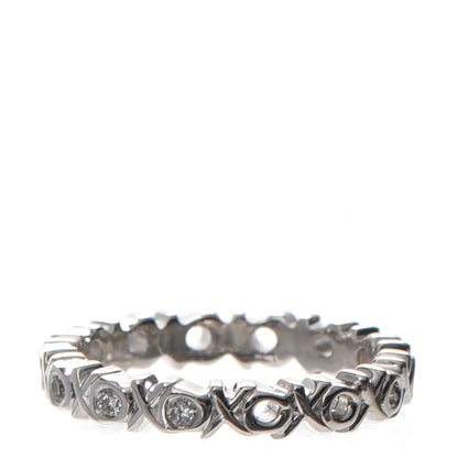 Tiffany 18K White Gold Diamond Love and Kisses Band Ring 48 4.5 1 of 6
