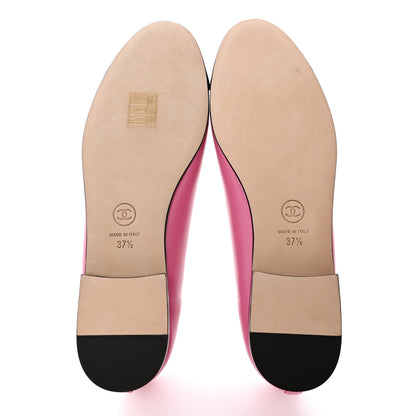 Chanel Lambskin Grosgrain Cap Toe CC Ballerina Flats 37.5 Pink Black 5 of 11