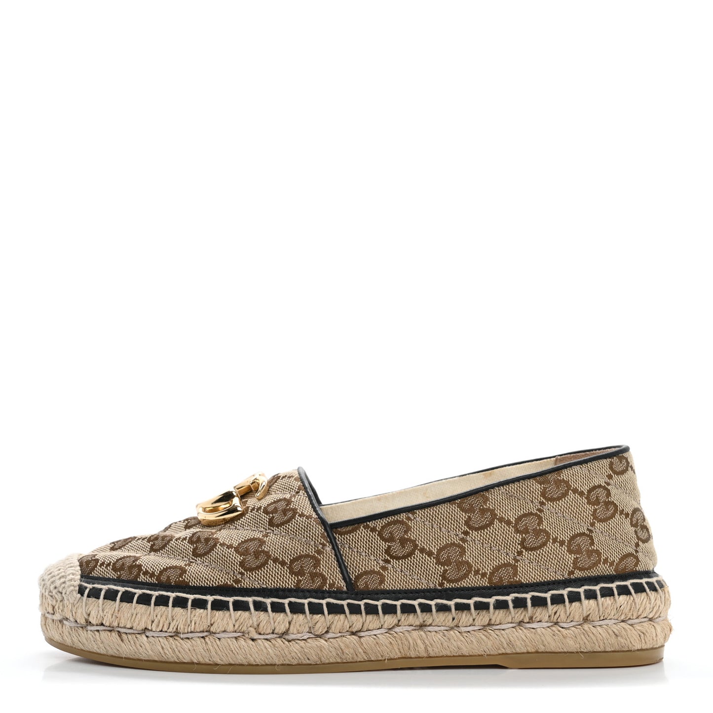 Monogram Matelasse Diagonal GG Marmont Espadrilles 35 Beige Ebony Black