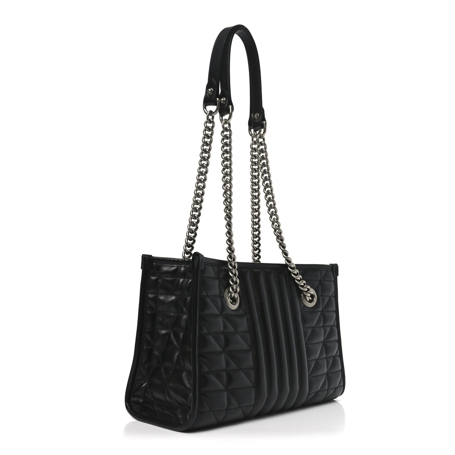 Gucci Calfskin Matelasse Aria Small GG Marmont Shoulder Tote Black 3 of 10