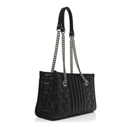 Gucci Calfskin Matelasse Aria Small GG Marmont Shoulder Tote Black 3 of 10