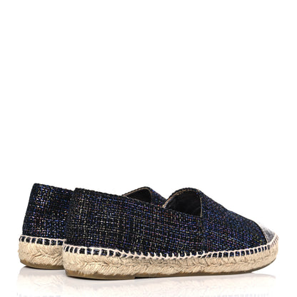 Chanel Tweed Patent Goatskin CC Espadrilles 40 Black Pink Yellow Silver 3 of 9