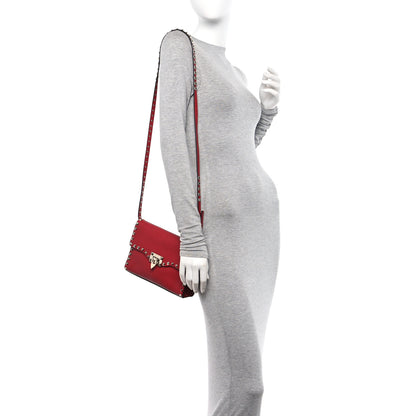Valentino Garavani Pebbled Calfskin Medium Rockstud Flip Lock Crossbody Bag Rouge Pur 2 of 9