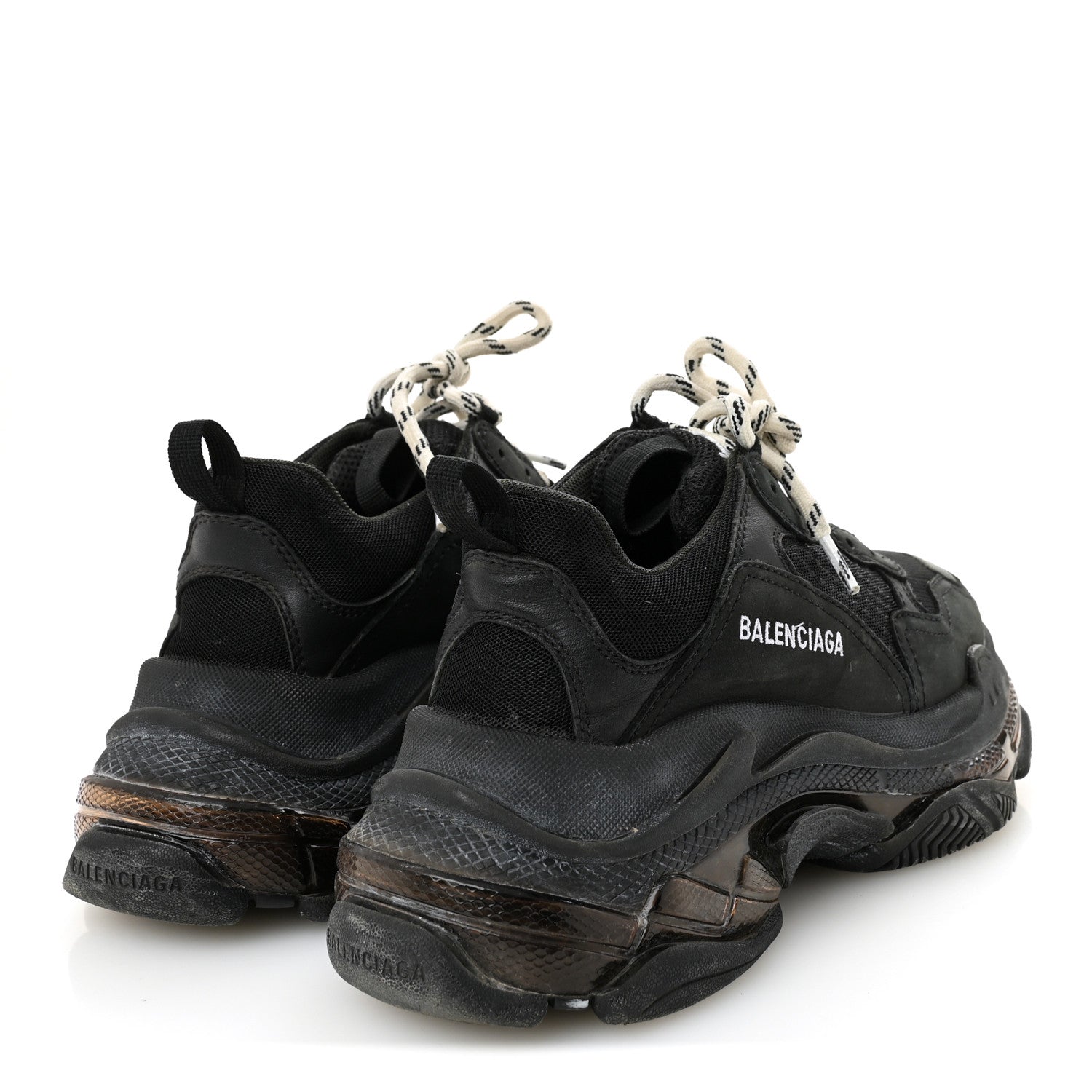 Balenciaga Fabric Mesh Womens Triple S Sneakers 39 Black 7 of 20