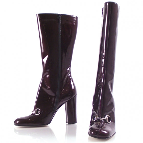 Patent Leather Tall Mid Calf Boots 9 B