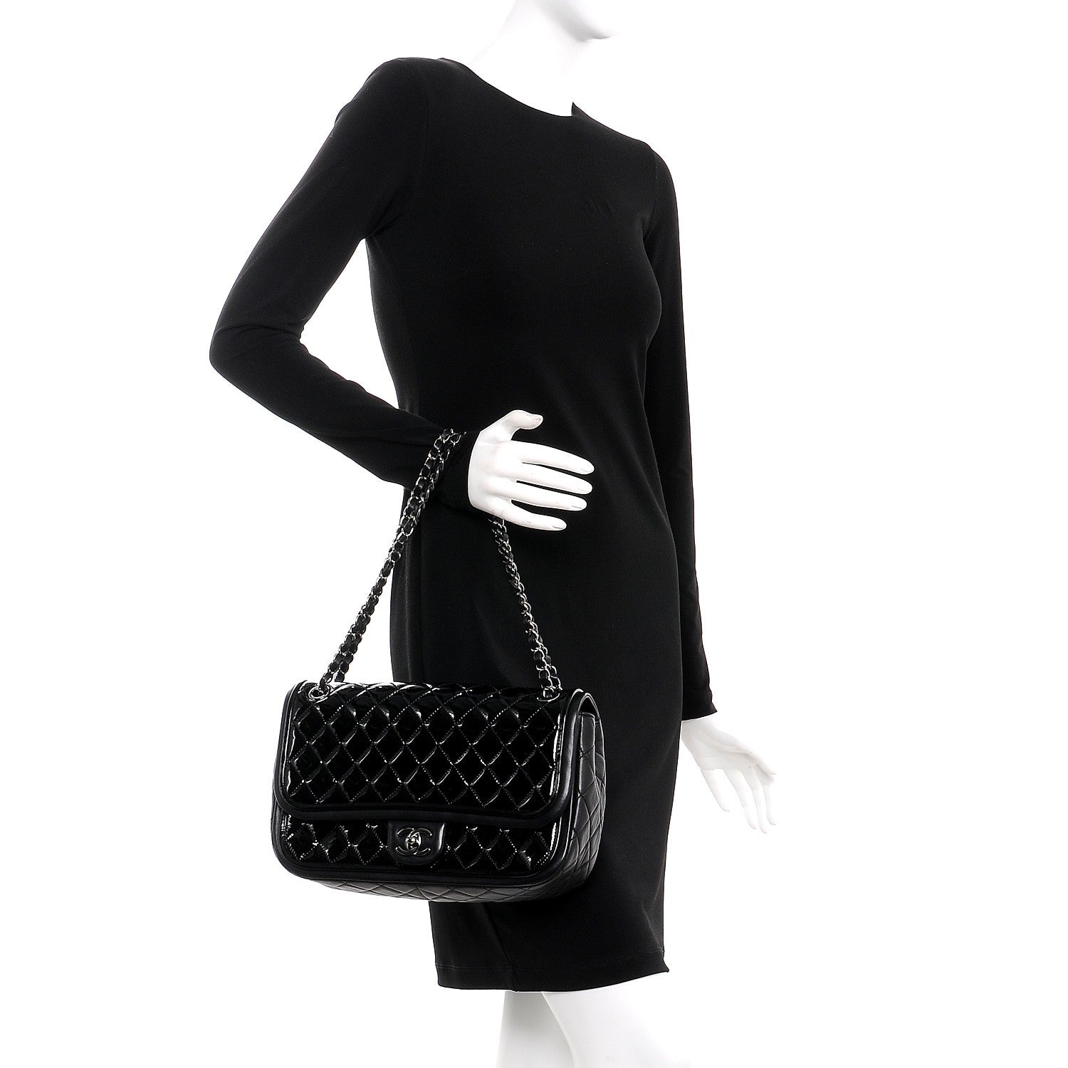 Chanel Patent Lambskin Quilted Classic Twist Flap Black 3 of 8