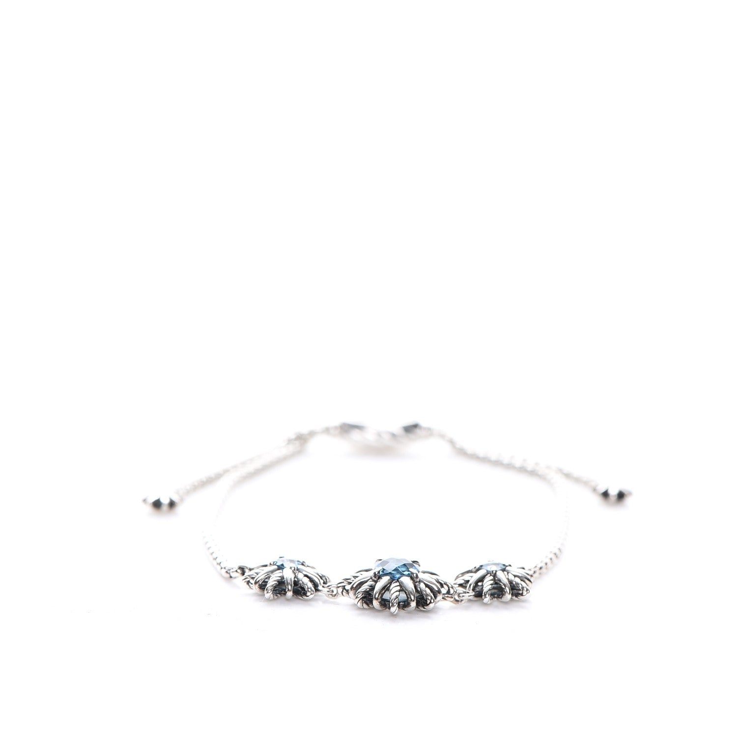 David Yurman Sterling Silver Blue Topaz Starburst Bracelet 4 of 7