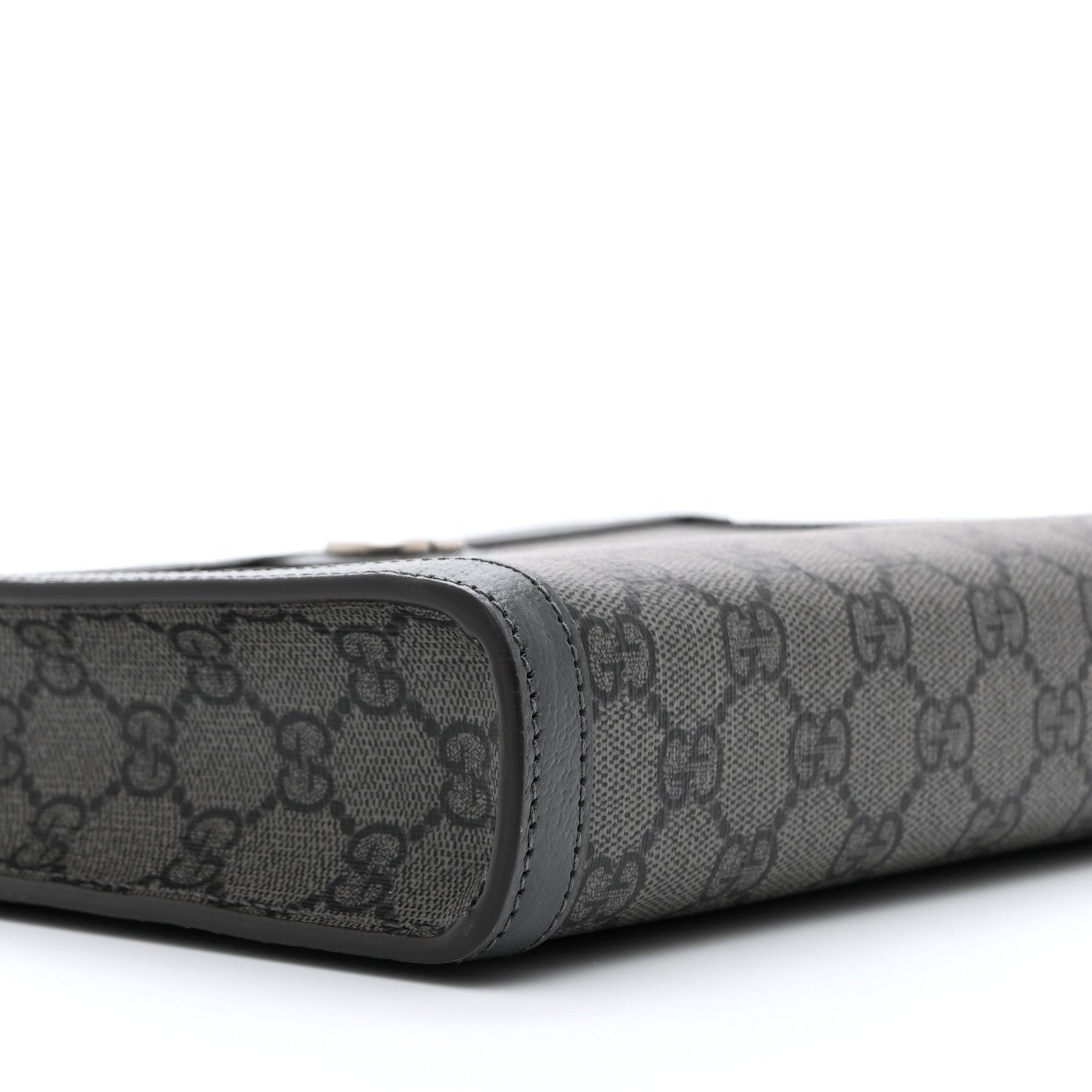 Gucci GG Supreme Monogram Textured Dollar Calfskin Web Small Ophidia Shoulder Bag  Grey Black Graphite Grey 9 of 10