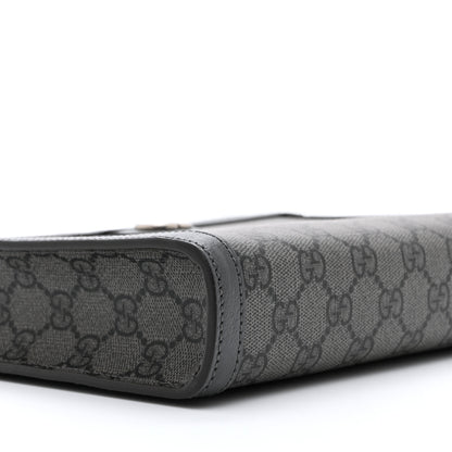 Gucci GG Supreme Monogram Textured Dollar Calfskin Web Small Ophidia Shoulder Bag  Grey Black Graphite Grey 9 of 10