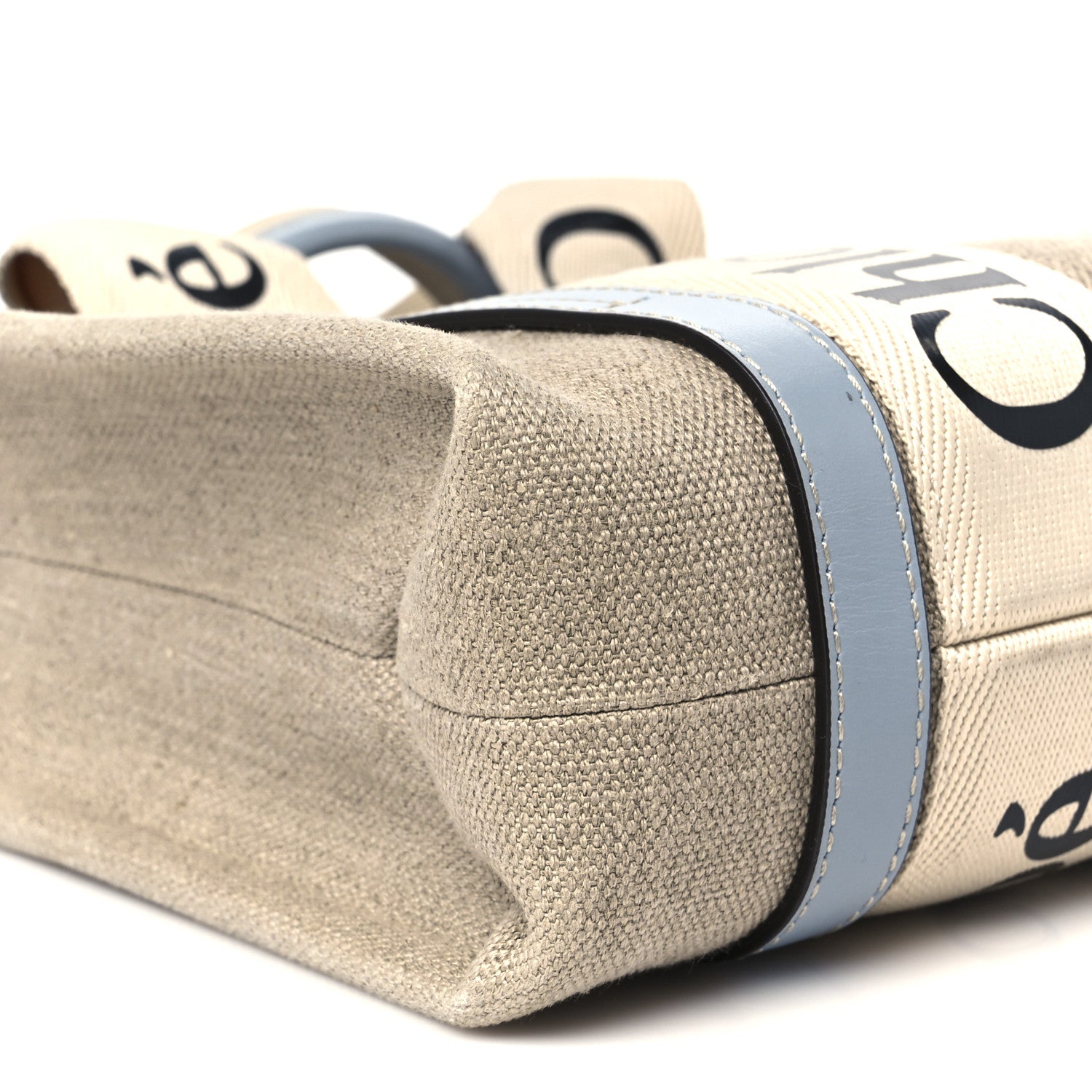 Chloe Cotton Calfskin Small Woody Ribbon Tote With Strap Light Blue 10 of 11