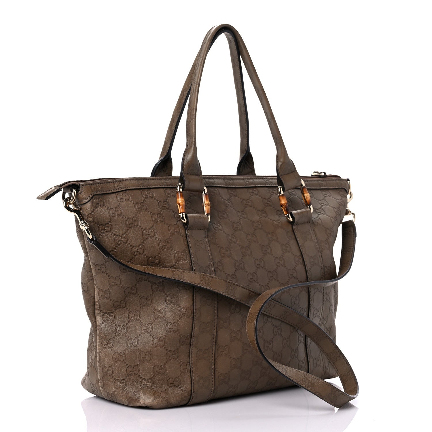 Gucci Guccissima Bamboo Top Handle Tote Brown 3 of 21