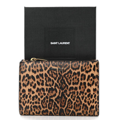 Saint Laurent Calfskin Leopard Printed Monogram Bi-Fold Zipped Wallet Black 10 of 10