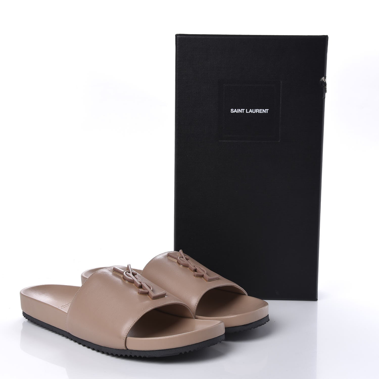 Saint Laurent Lambskin Joan Slide Sandals 38.5 Nude 10 of 10