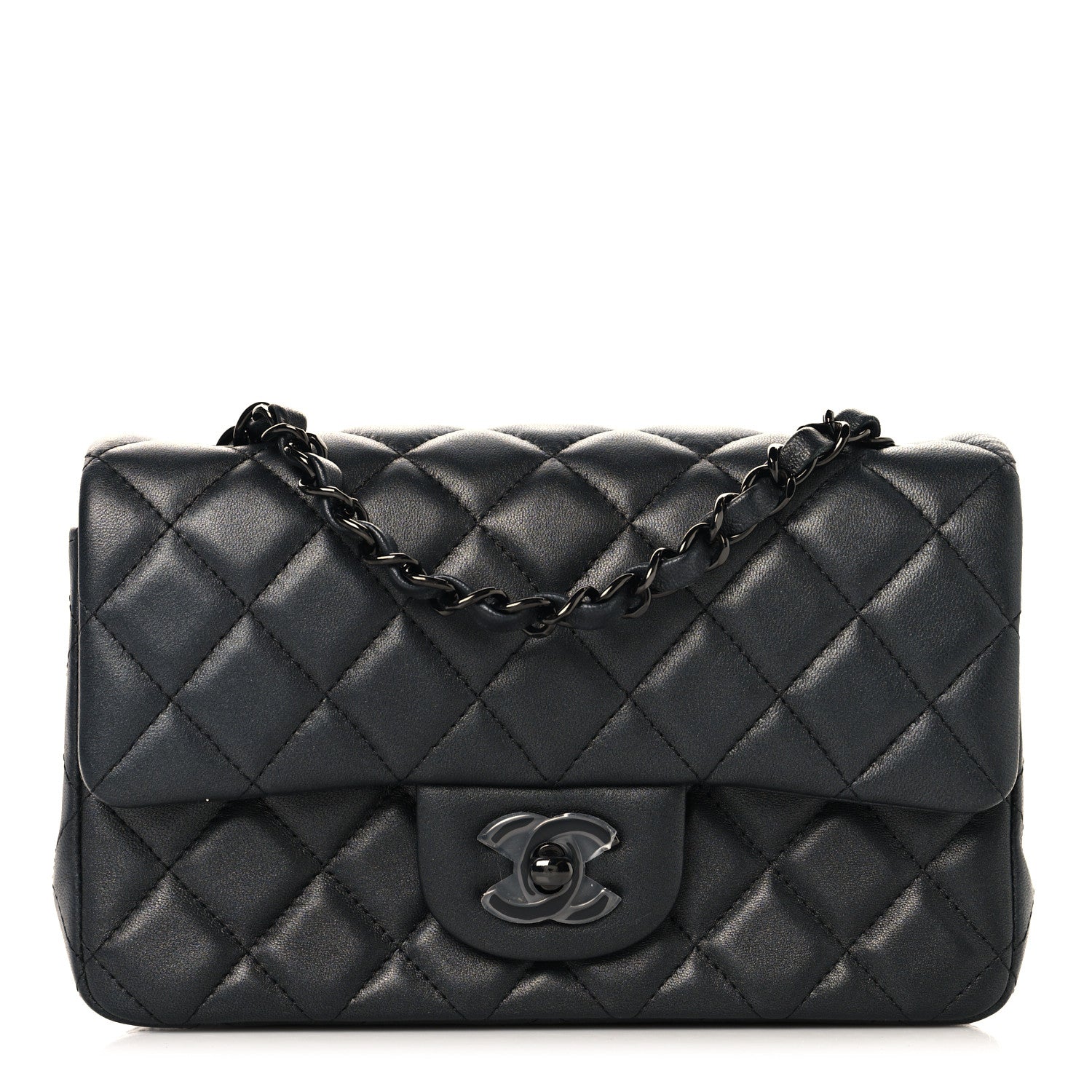 Chanel Pearly Lambskin Quilted Mini Rectangular Flap So Black 1 of 10
