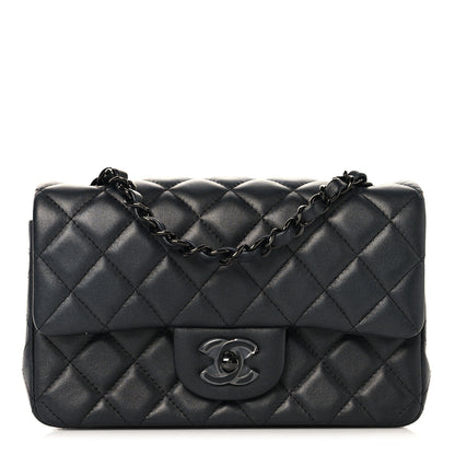 Chanel Pearly Lambskin Quilted Mini Rectangular Flap So Black 1 of 10