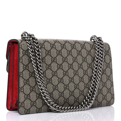Gucci GG Supreme Monogram Suede Small Dionysus Shoulder Bag Beige Ebony Vulcanic Red 3 of 13