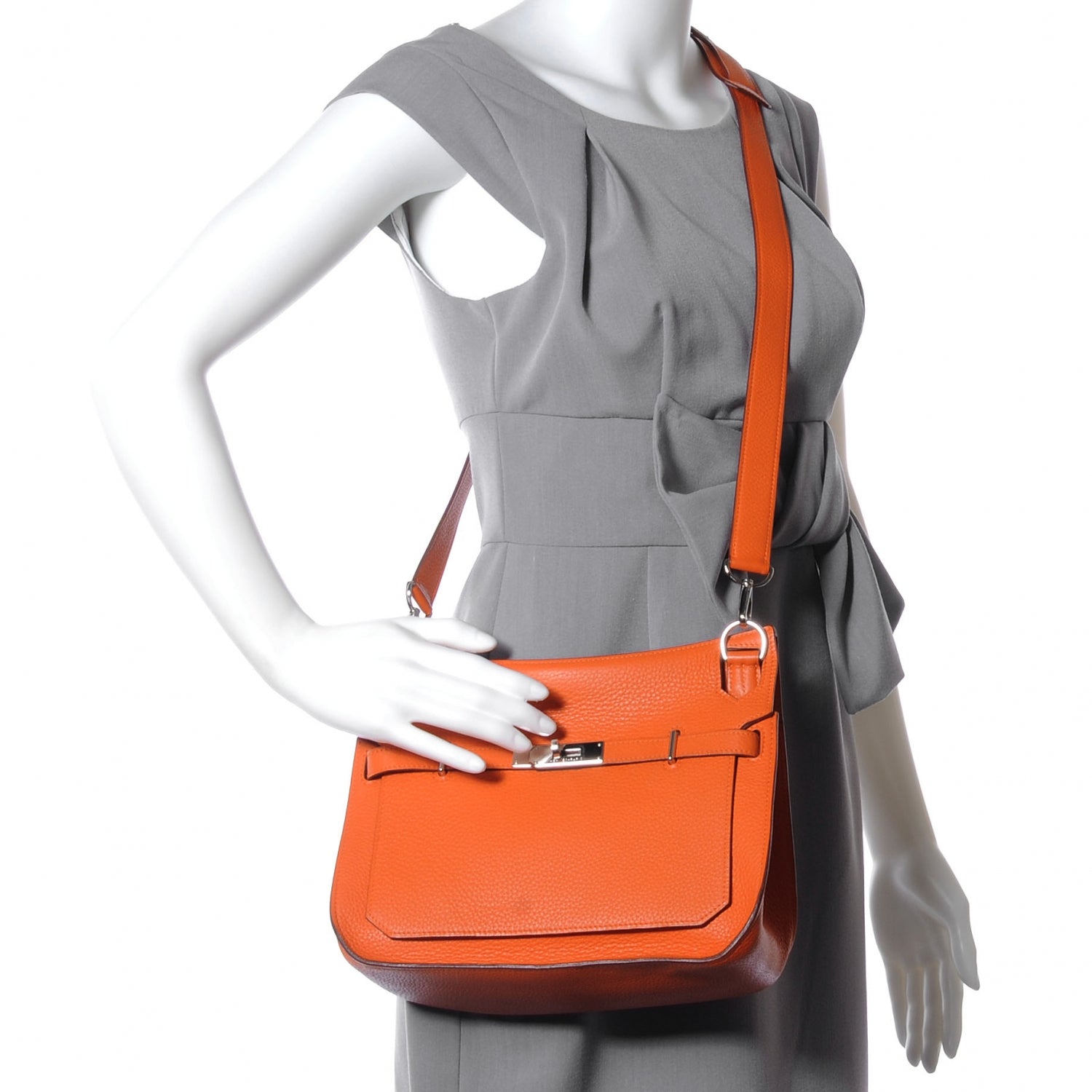 Hermes Taurillon Clemence Jypsiere 28 Orange 2 of 9