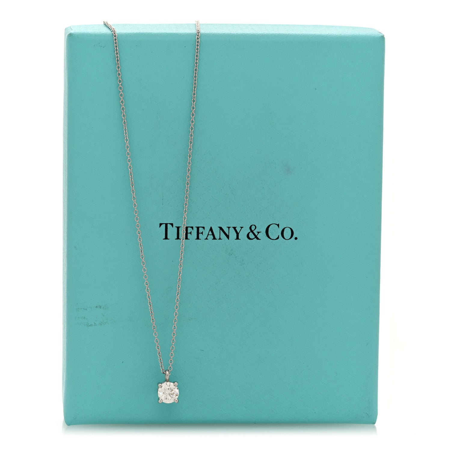 Tiffany Platinum Diamond .51ct Solitaire Pendant Necklace 5 of 5