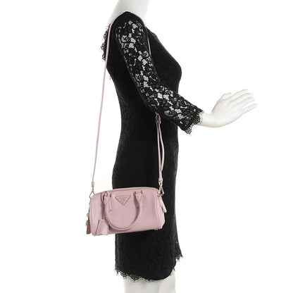 Prada Saffiano Lux Top Handle Crossbody Bag Mughetto 2 of 9