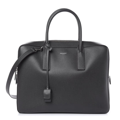 Saint Laurent Grain de Poudre Medium Museum Briefcase Coal 1 of 14