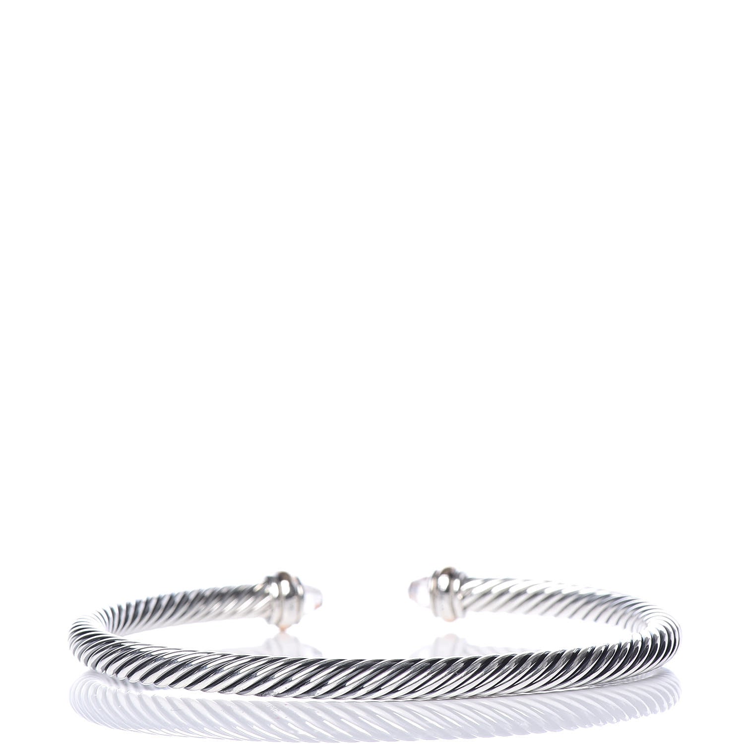 David Yurman Sterling Silver 18K Rose Gold Morganite 4mm Cable Classics Bracelet 3 of 5
