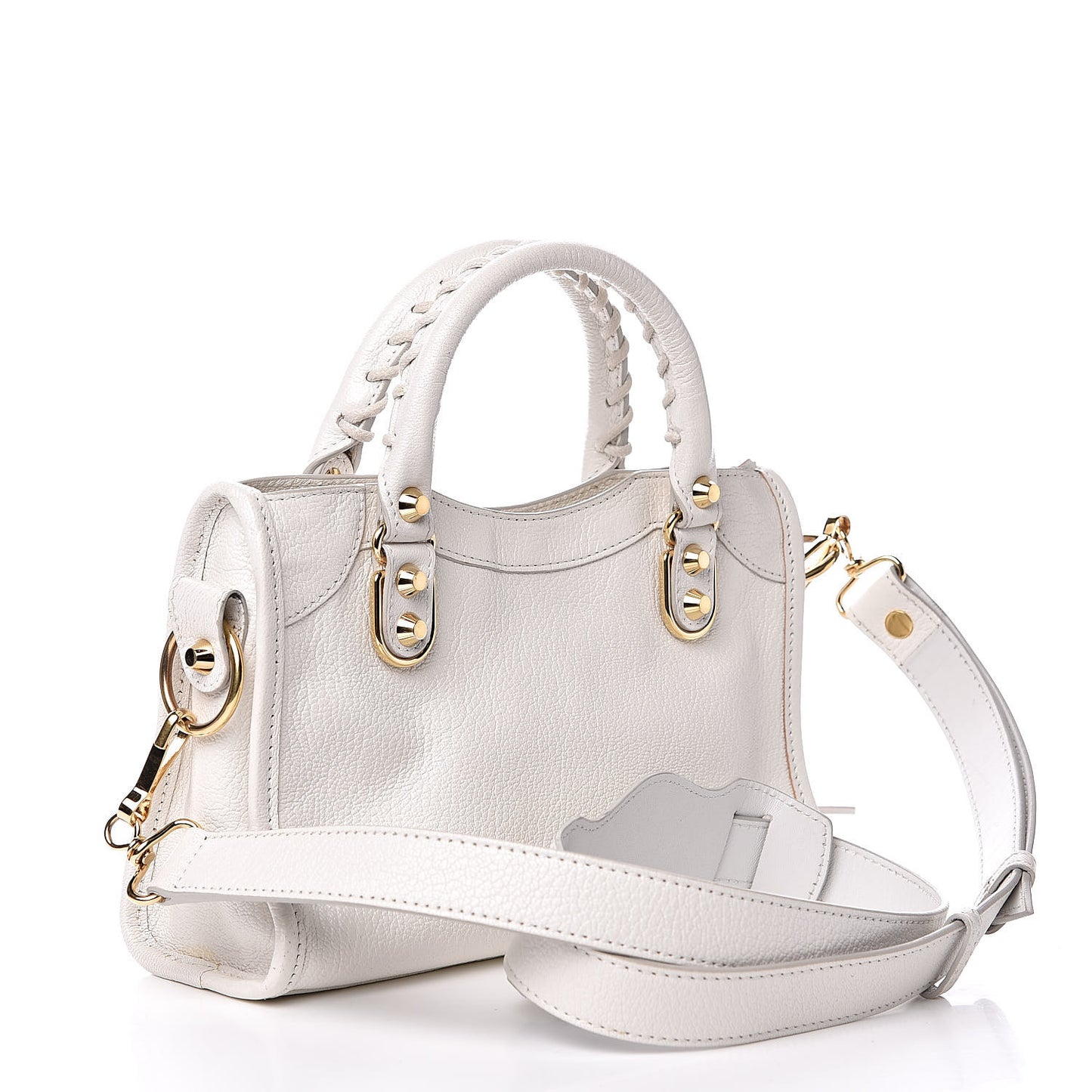 Chevre Gold Metallic Edge Hardware Mini City White