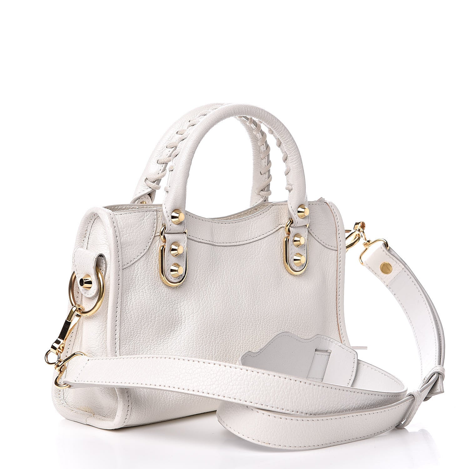 Balenciaga Chevre Gold Metallic Edge Hardware Mini City White 3 of 11