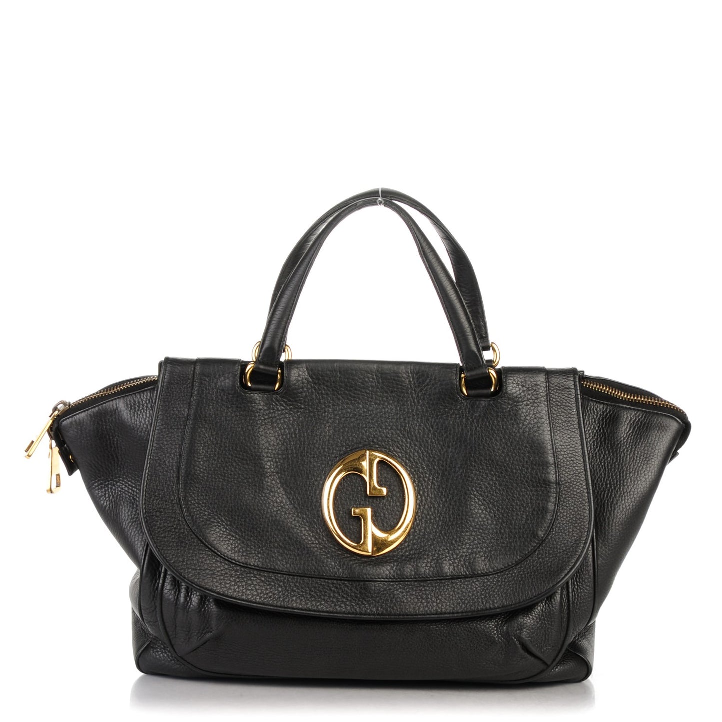 Pebbled Calfskin Medium 1973 Top Handle Satchel Black