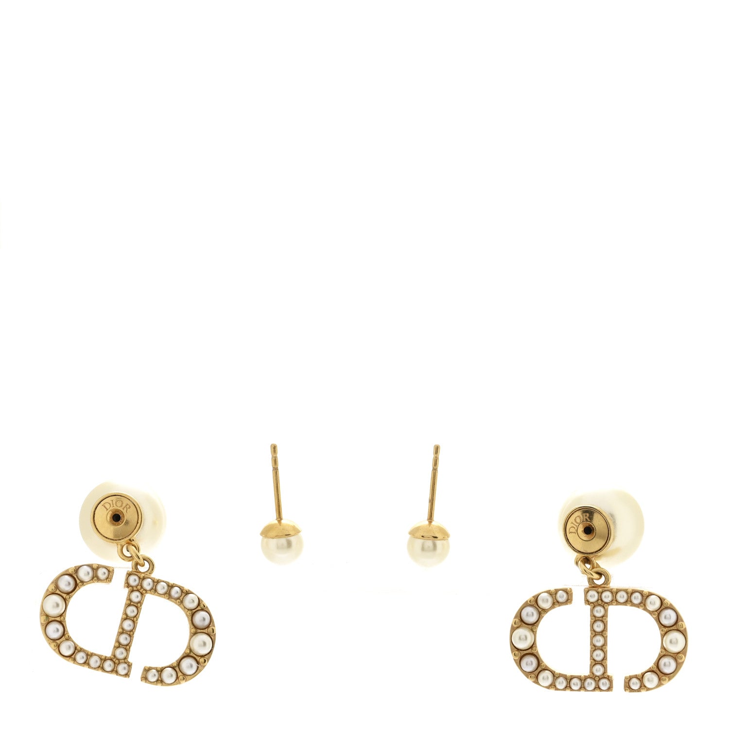 Christian Dior Pearl Tribal CD Drop Earrings Gold 3 of 5