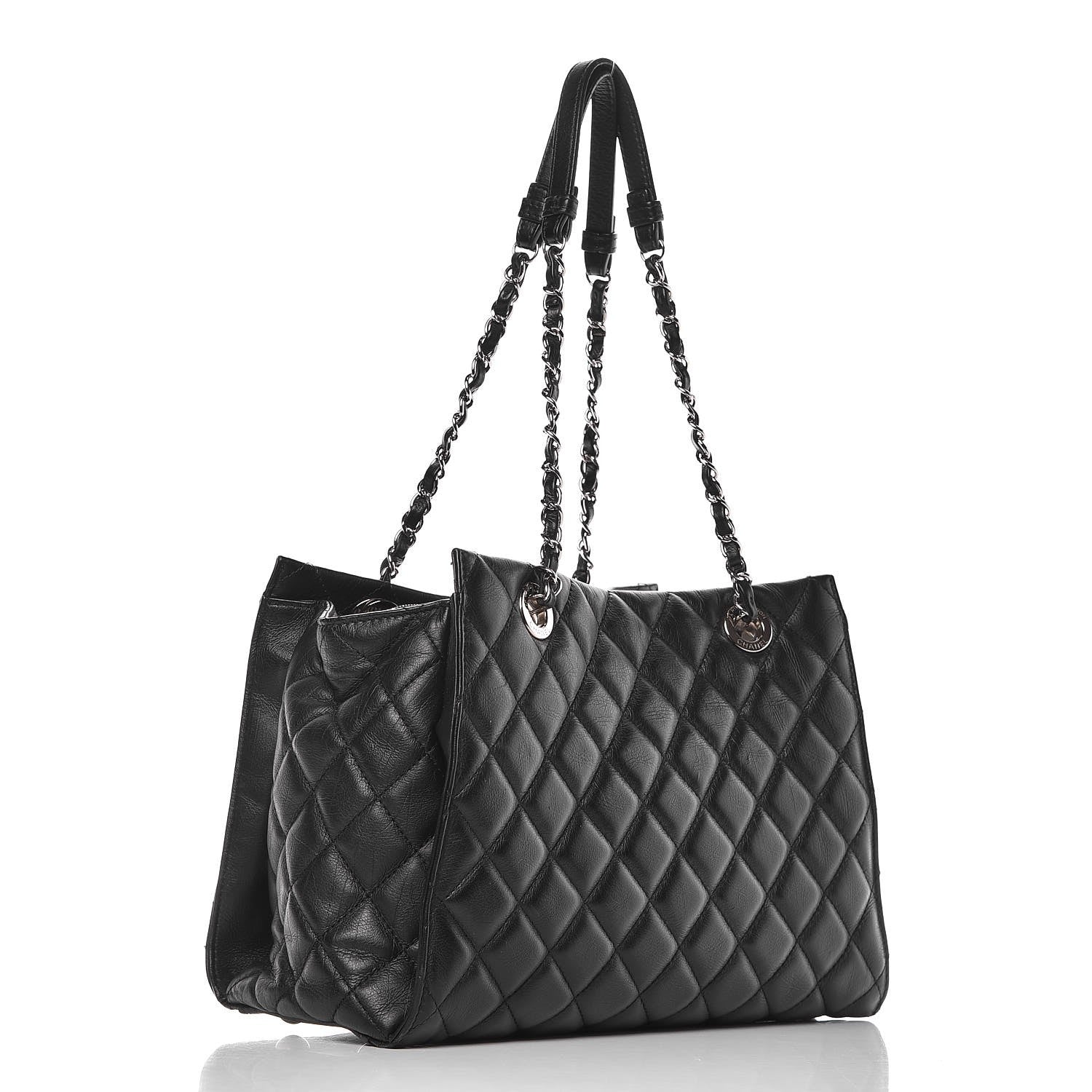 Chanel Calfskin Quilted Small Chic and Soft Shopping Tote Black 3 of 12
