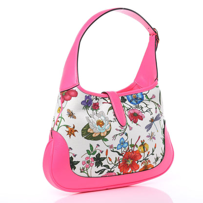 Gucci Canvas Flora Medium Jackie Hobo Fuchsia 3 of 9