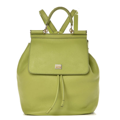 Dolce & Gabbana Pebbled Calfskin Sicily Backpack Green 1 of 6