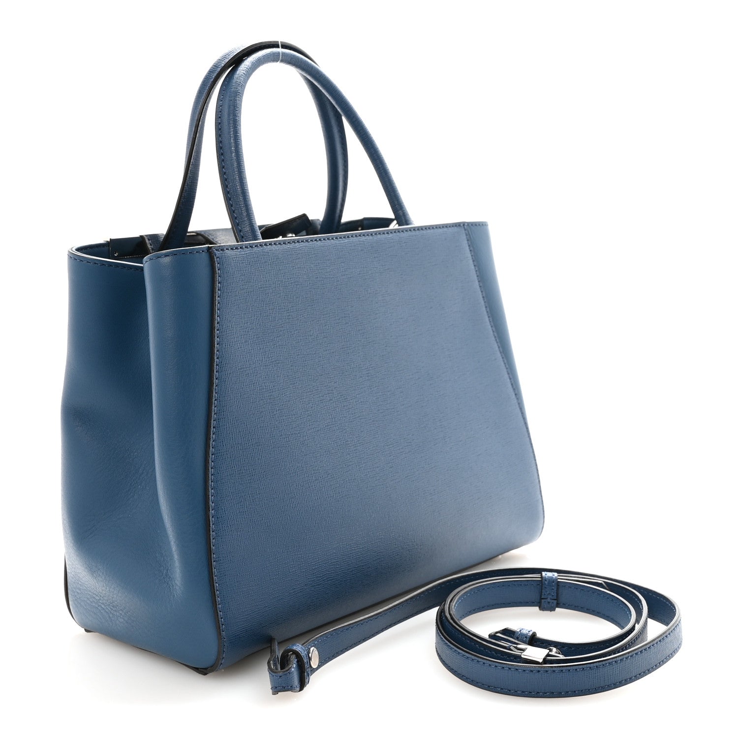 Fendi Vitello Elite Petite 2Jours Tote Blue Cobalto 4 of 10