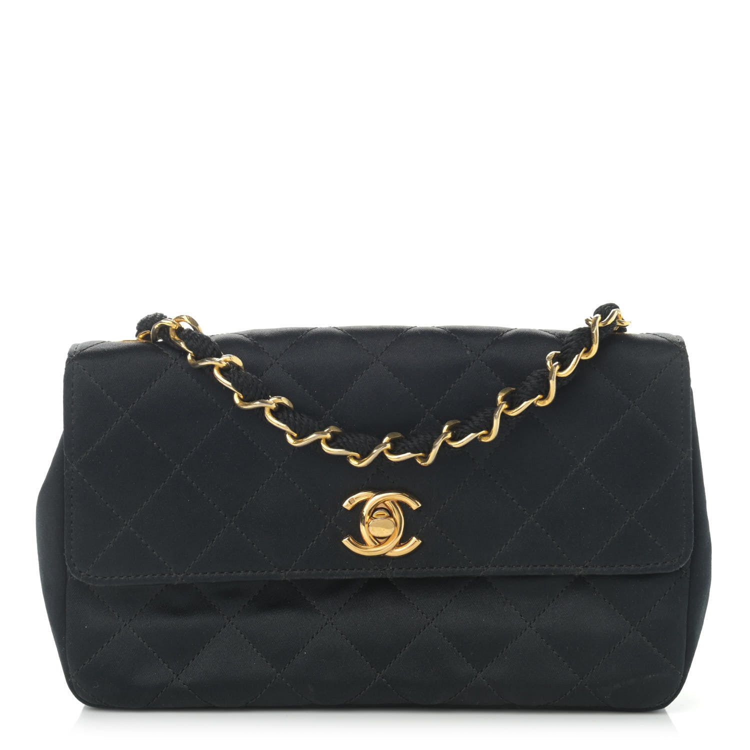 Chanel Satin Quilted Flap Black 1 of 11