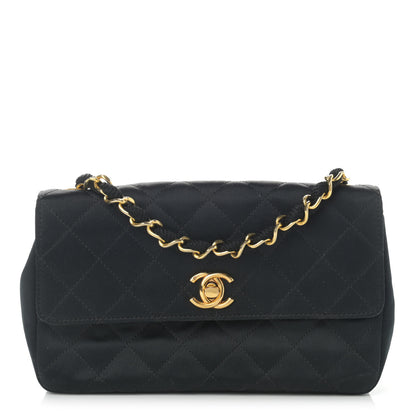 Chanel Satin Quilted Flap Black 1 of 11