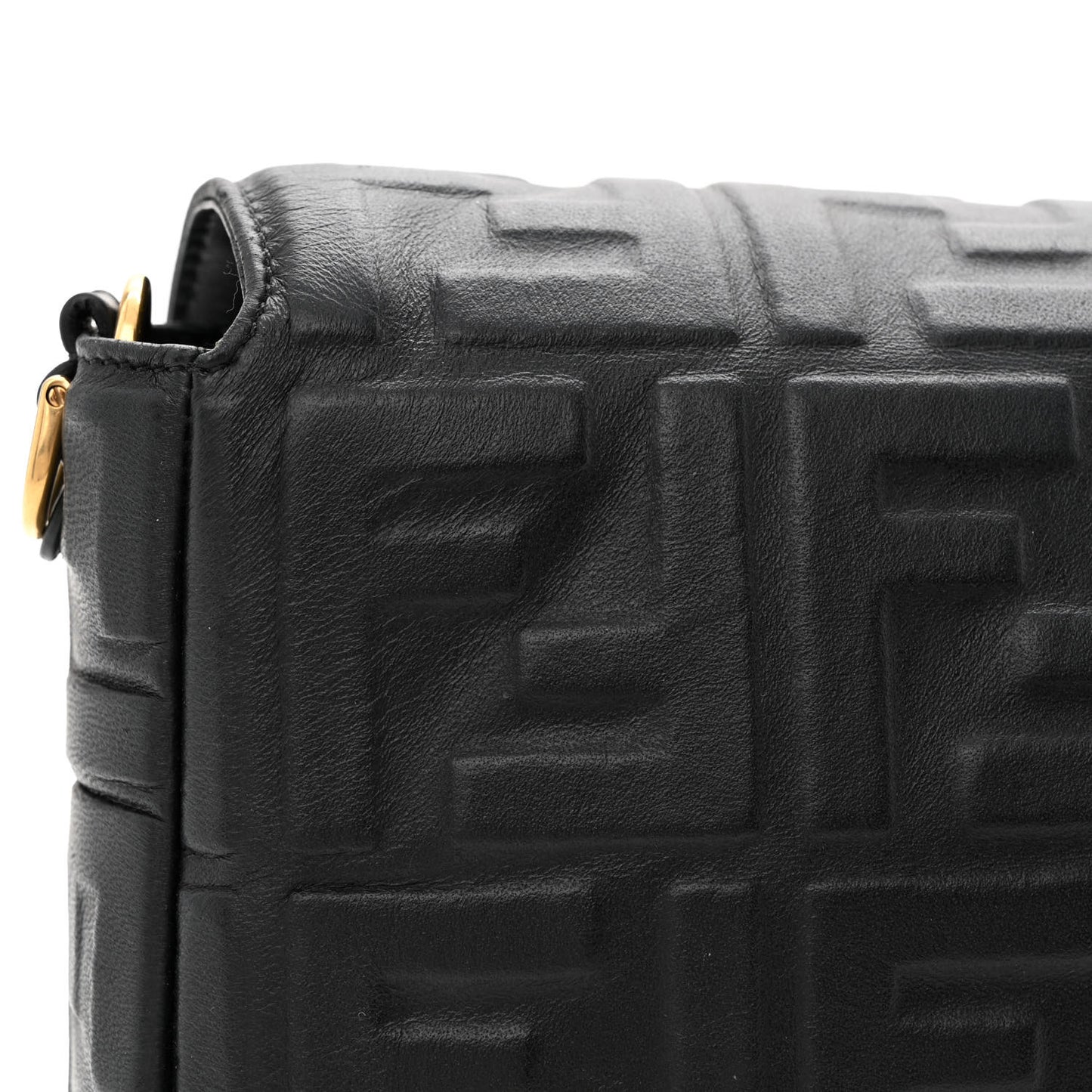 Nappa FF 1974 Embossed Large Baguette Black