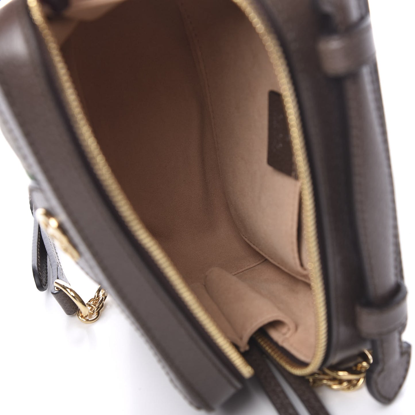 GG Supreme Monogram Mini Ophidia Top Handle Shoulder Bag Brown