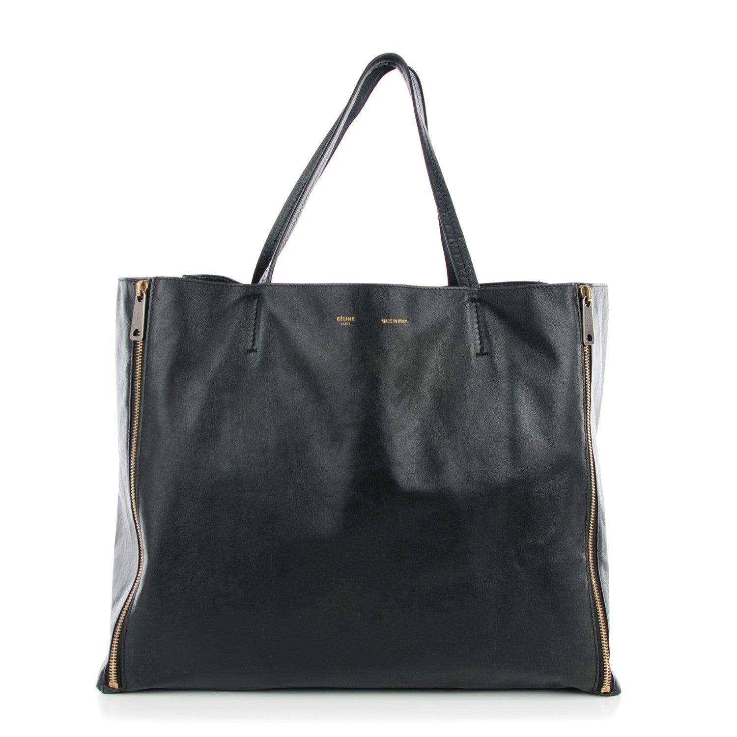 Celine Smooth Lambskin Horizontal Zipper Gusset Cabas Black 1 of 8