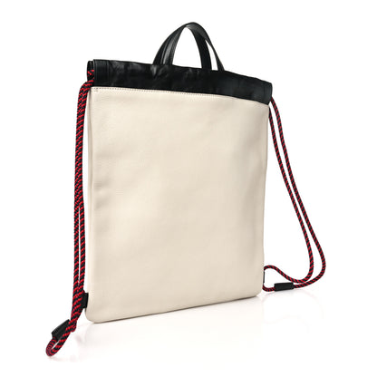 Gucci Calfskin Logo Drawstring Backpack Mystic White 4 of 11