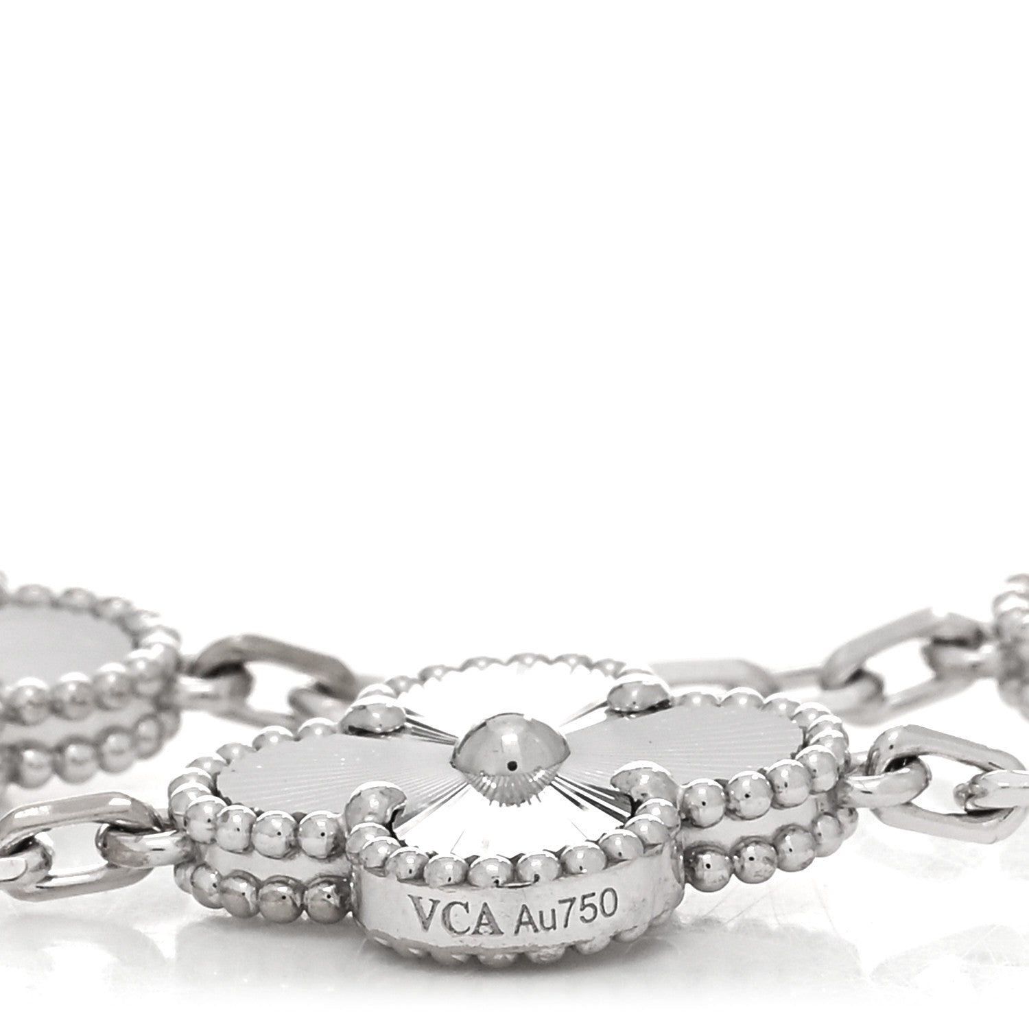 Van Cleef & Arpels 18K White Gold 5 Motifs Guilloche Vintage Alhambra Bracelet 3 of 4
