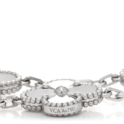 Van Cleef & Arpels 18K White Gold 5 Motifs Guilloche Vintage Alhambra Bracelet 3 of 4