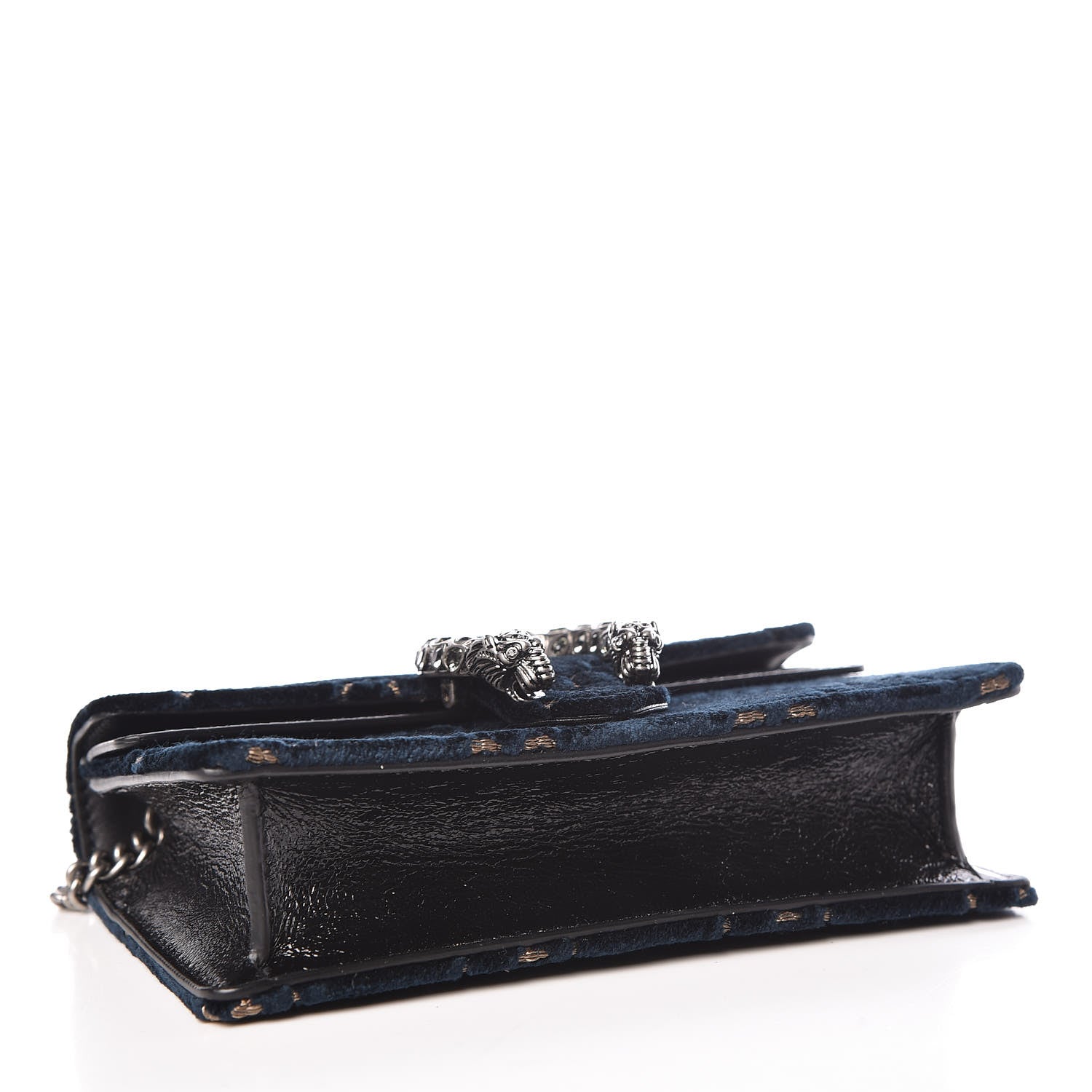 Gucci Velvet GG Monogram Super Mini Dionysus Shoulder Bag Blue Beige Black 4 of 9