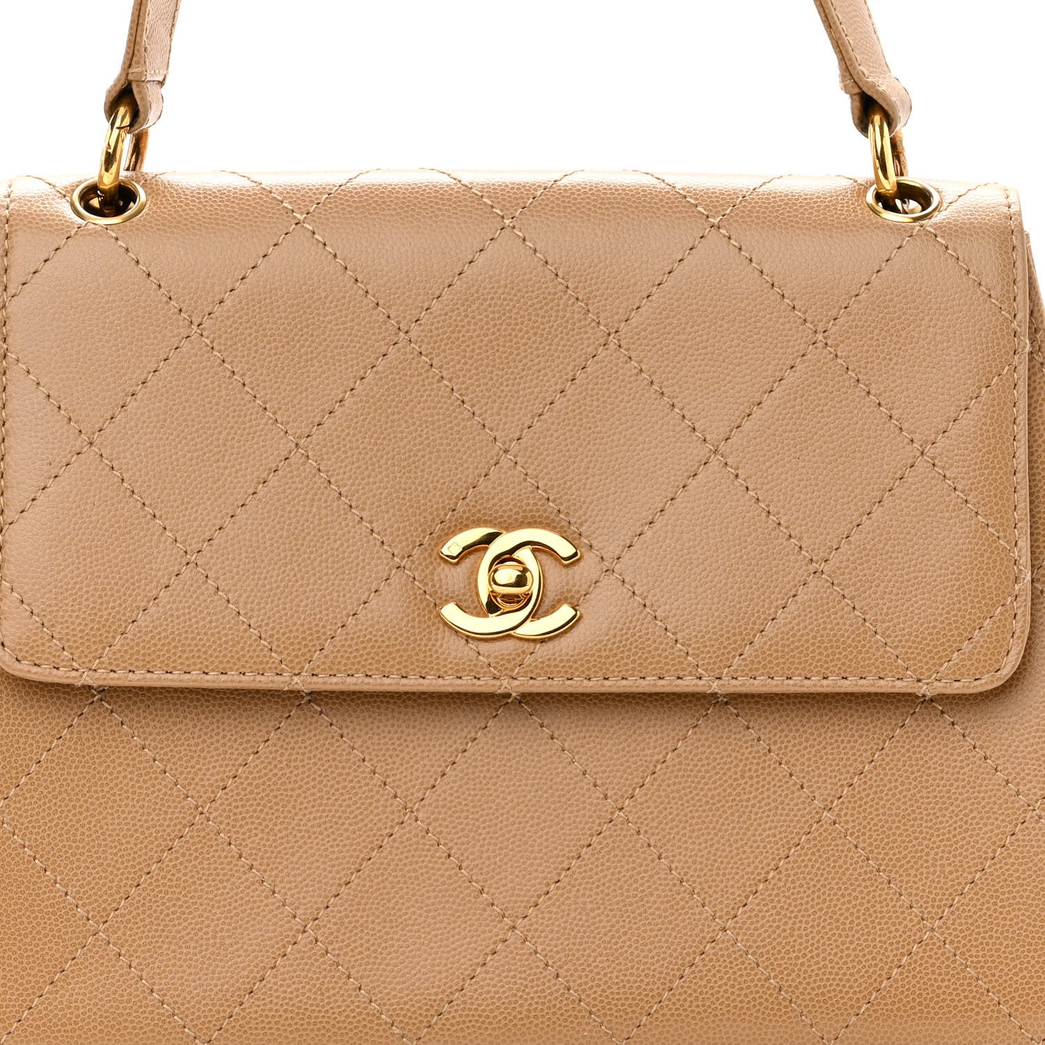 Chanel Caviar Stitched Shoulder Flap Bag Beige 6 of 8