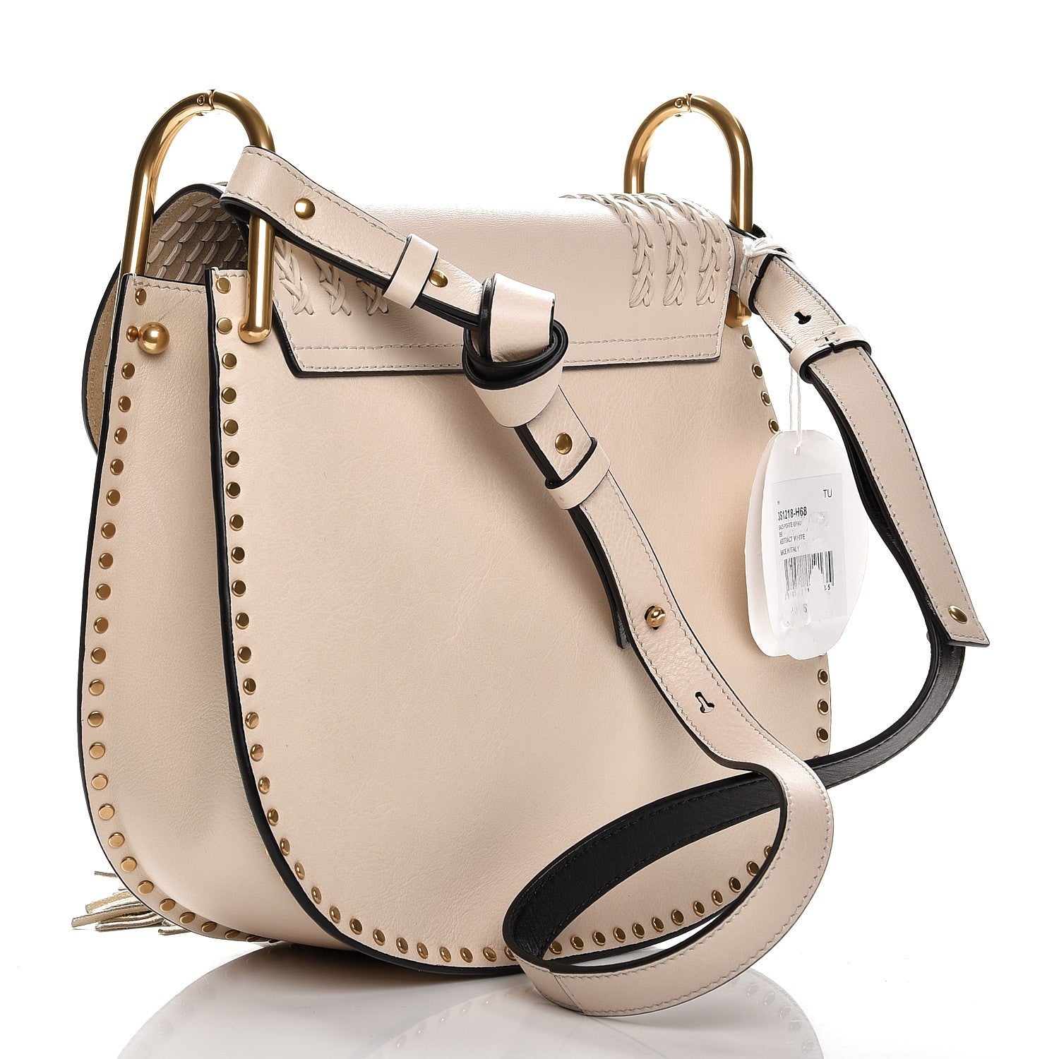 Chloe Calfskin Braided Medium Hudson Shoulder Bag Abstract White 3 of 8