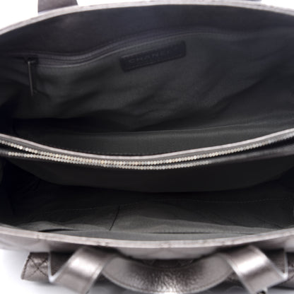 Chanel Metallic Grained Calfskin Quilted Large Casual Pocket Tote Silver 4 of 8