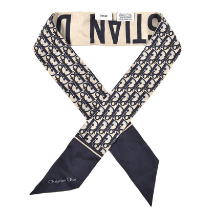 Christian Dior Silk Oblique Mitzah Scarf Blue 1 of 4